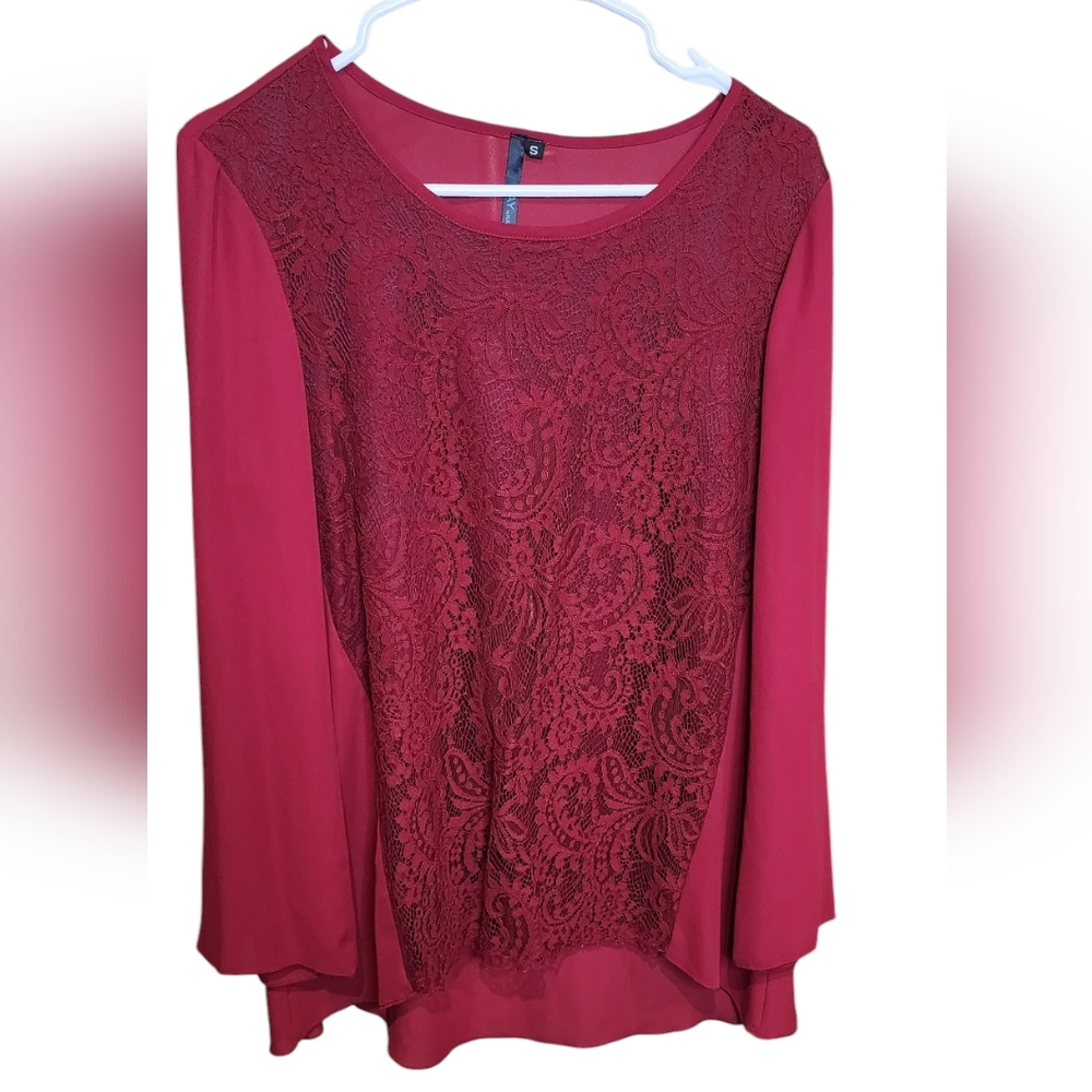KAY by Kay Celine lace front red blouse